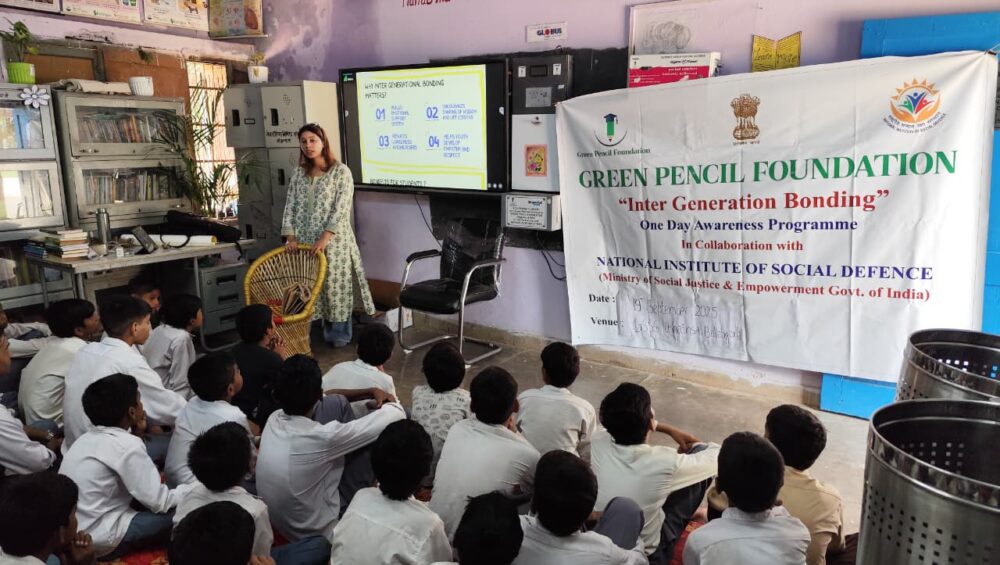 Green Pencil Foundation and NISD Continue Intergenerational Bonding Awareness with Another Session at Chhainsa Government School