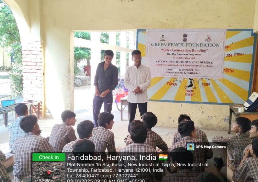 Green Pencil Foundation Leads Youth Sensitisation Drive at GBSSS NIT-5, Faridabad
